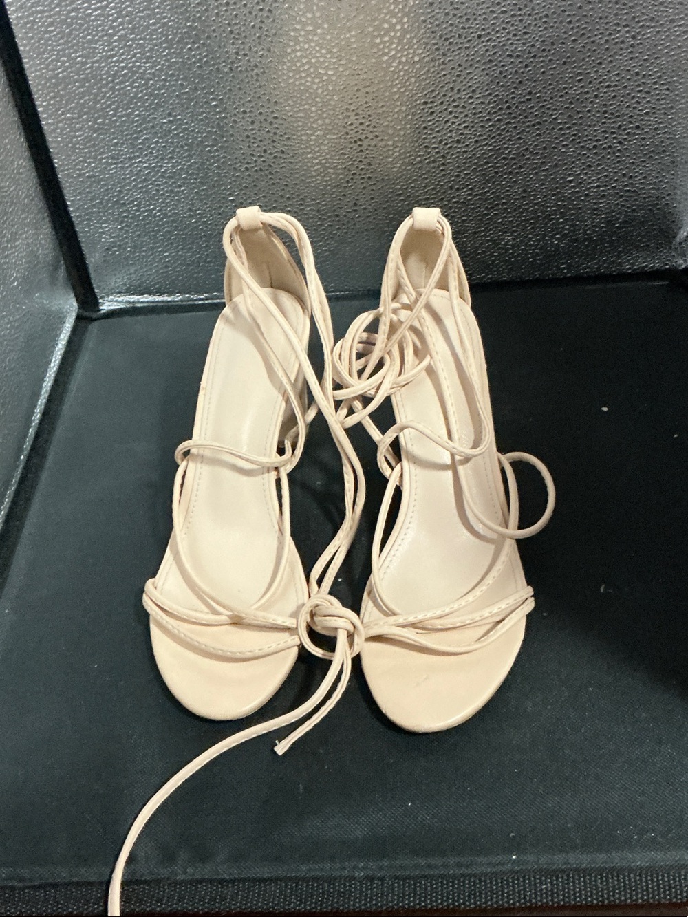 Lace-Up Strappy Women's Heeled Sandals in Nude